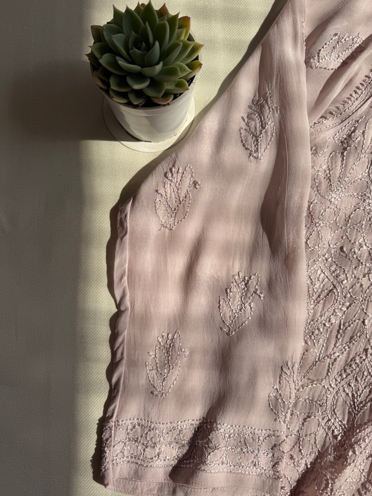 VISCOSE GEORGETTE CHIKANKARI SHORT KURTA