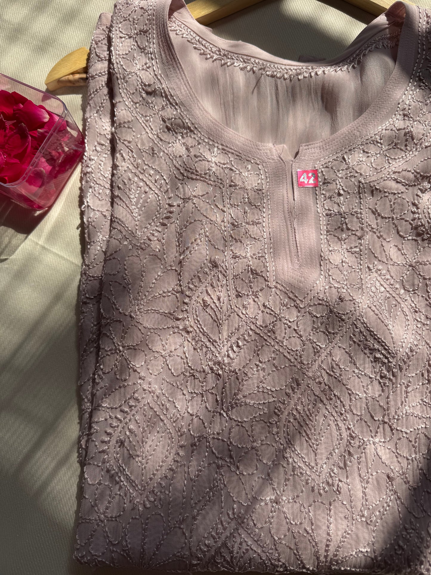 VISCOSE GEORGETTE CHIKANKARI SHORT KURTA