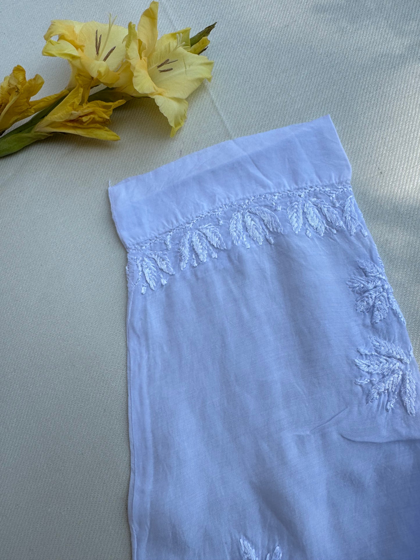 MUSLIN CHIKANKARI KURTA - LIGHT BLUE OMBRE