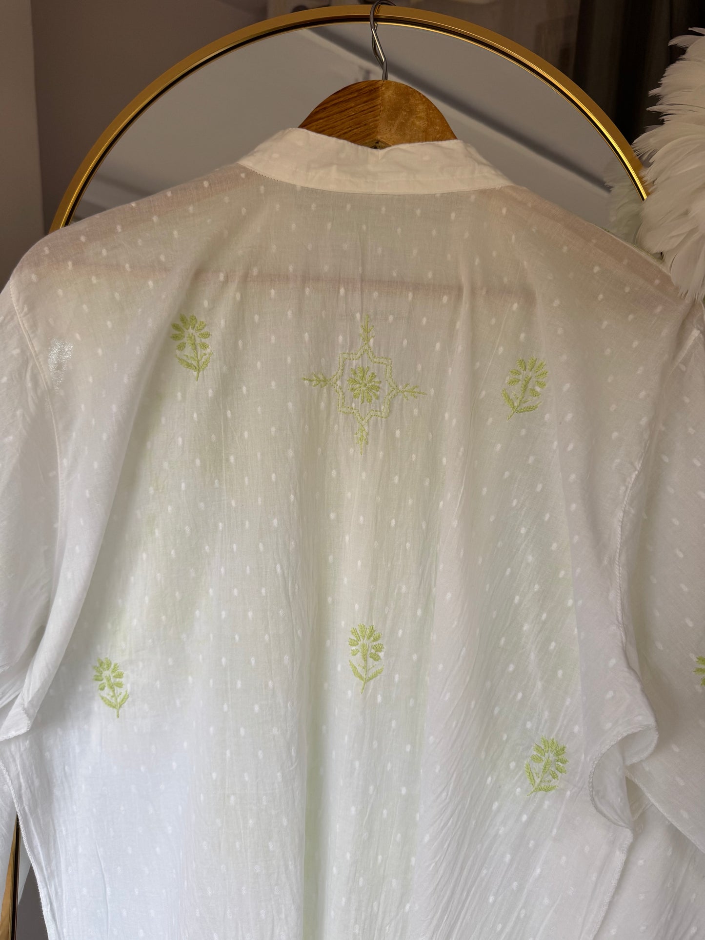 SAIRA CHIKANKARI DOBBY COTTON CO-ORD SET- WHITE