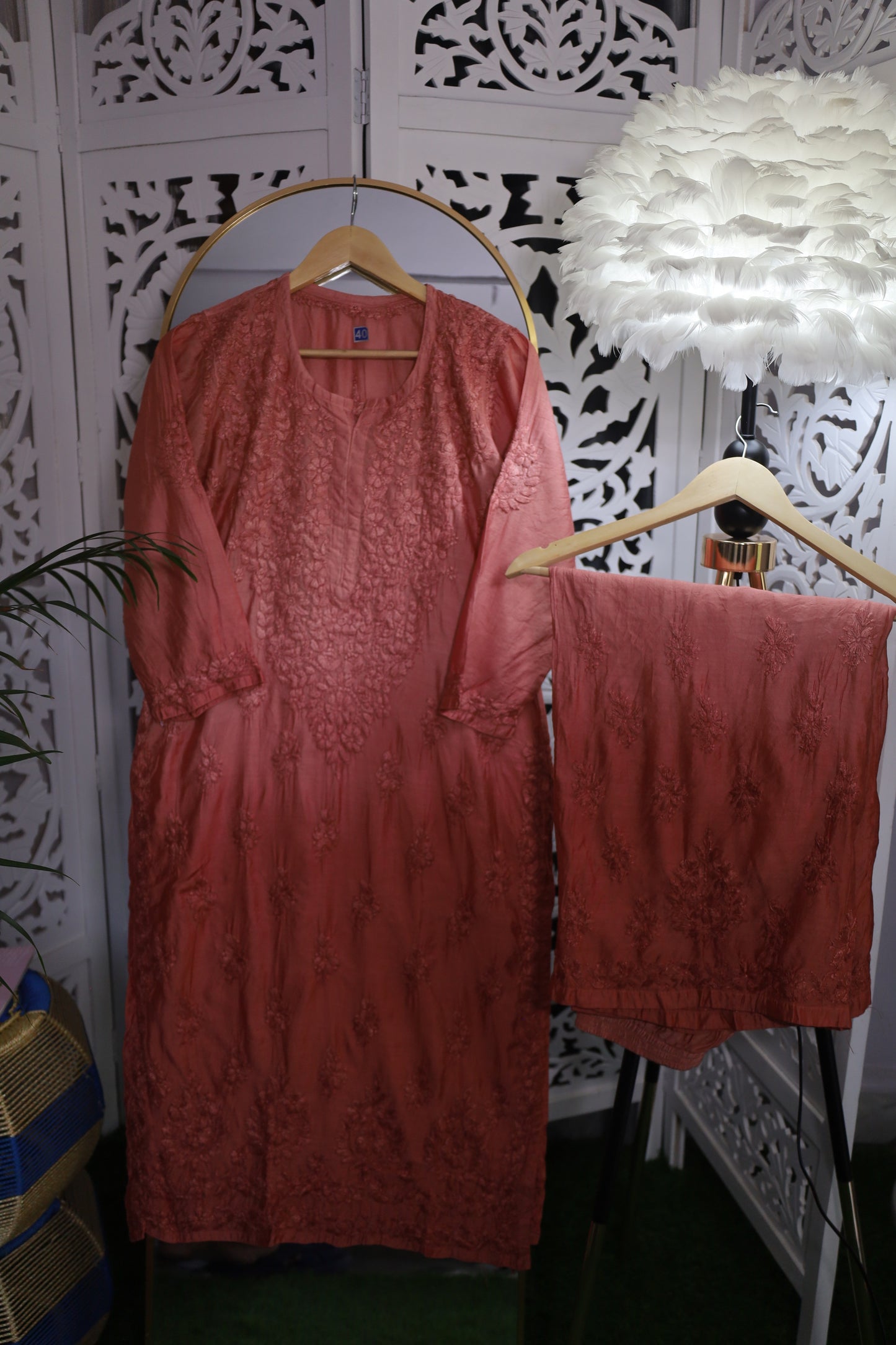 CHANDERI CHIKANKARI PALAZZO SET