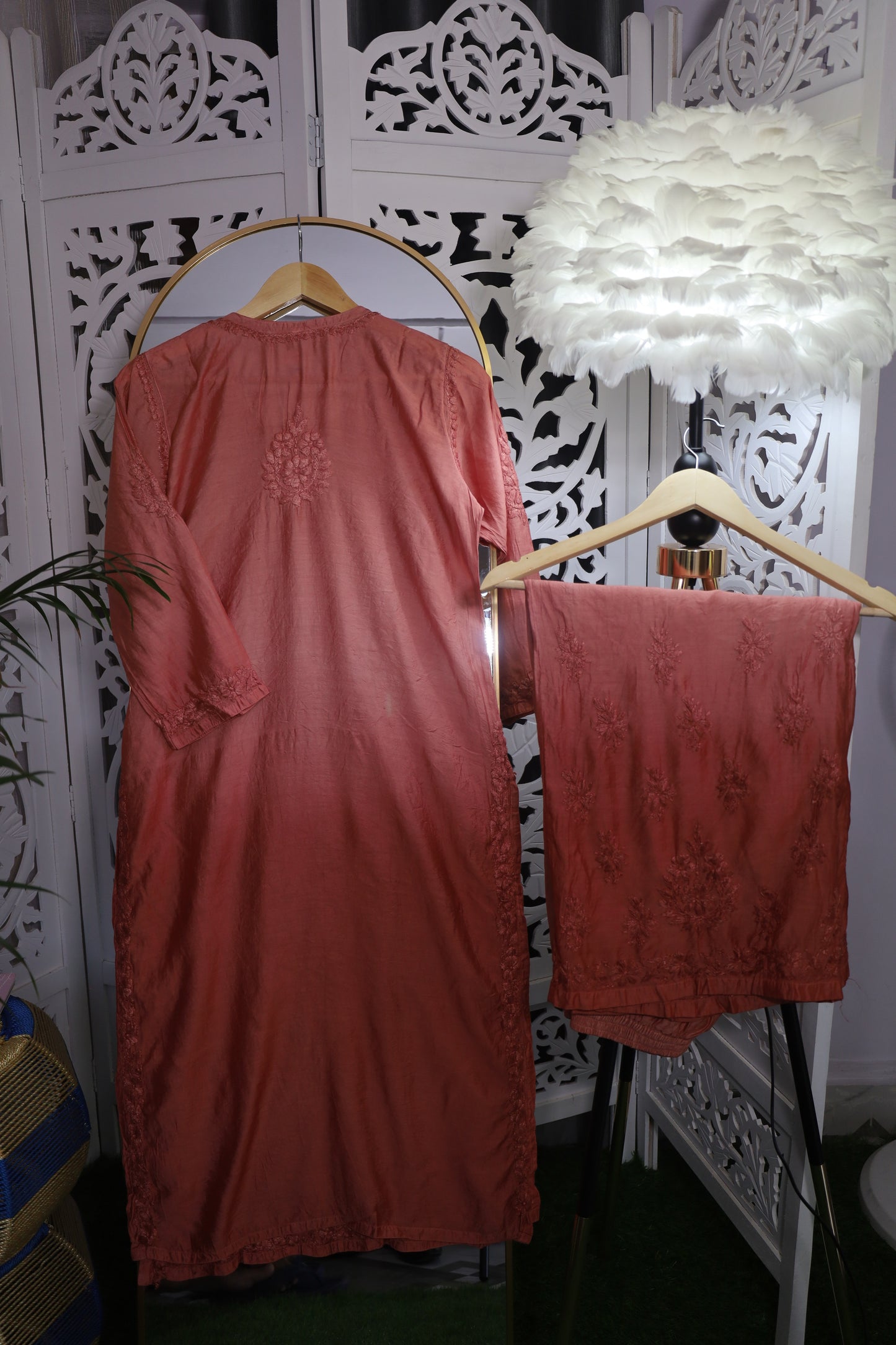 CHANDERI CHIKANKARI PALAZZO SET