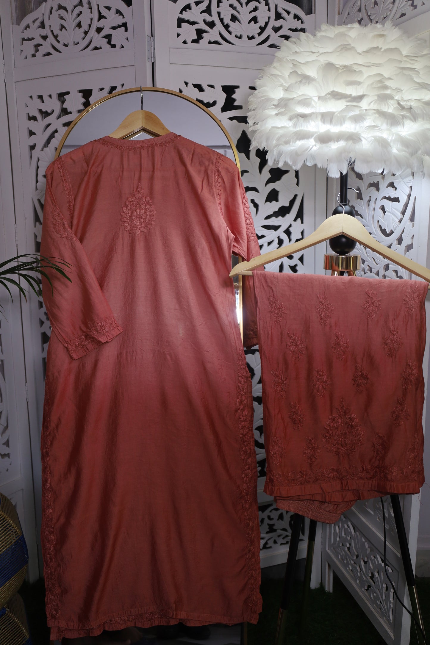CHANDERI CHIKANKARI PALAZZO SET