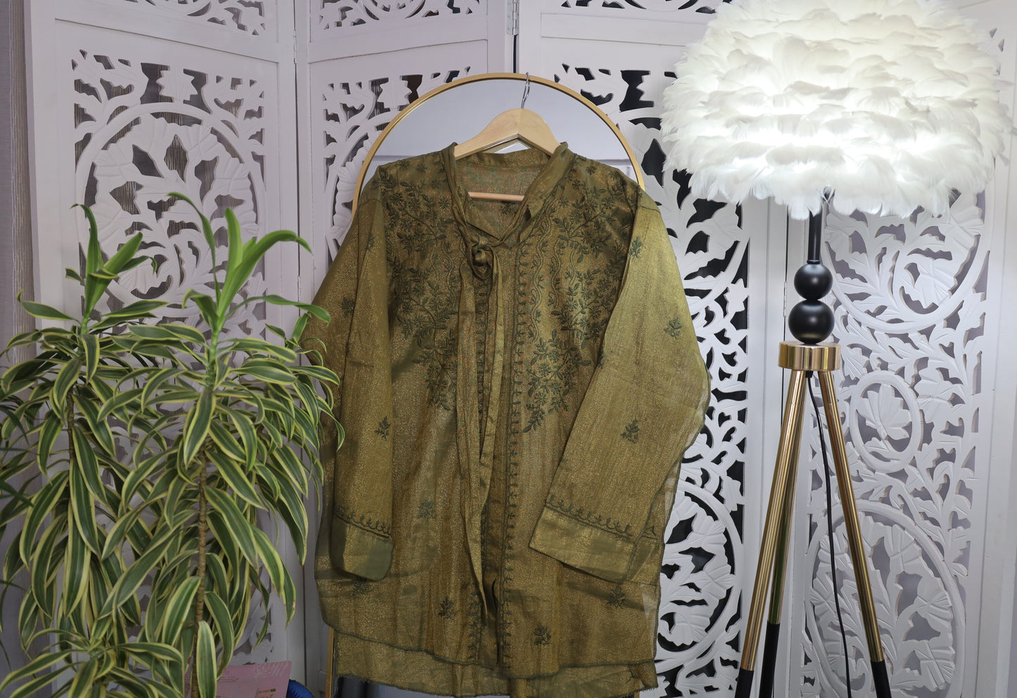 TISSUE CHIKANKARI SHIRT