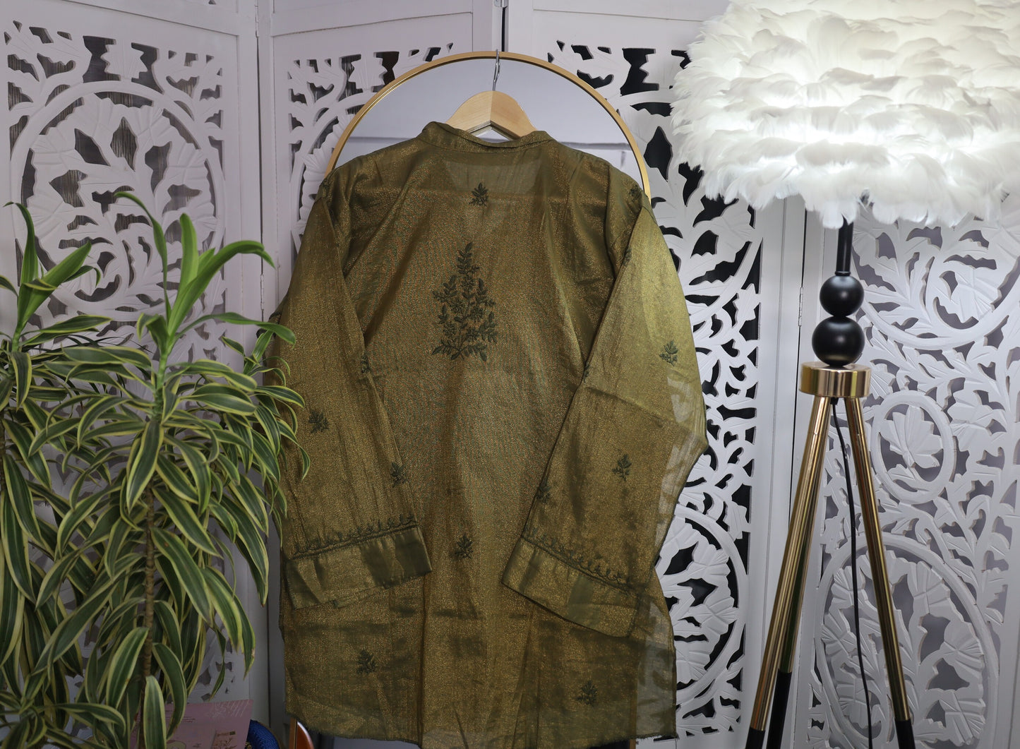TISSUE CHIKANKARI SHIRT