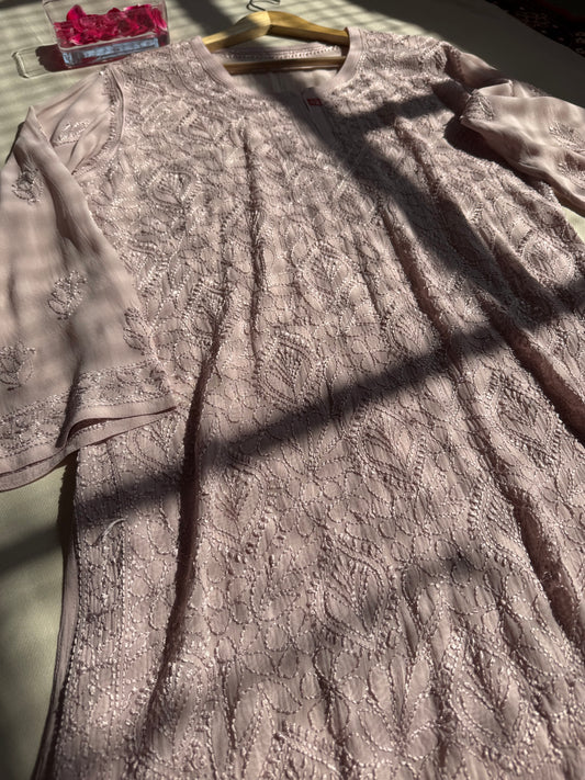 VISCOSE GEORGETTE CHIKANKARI SHORT KURTA