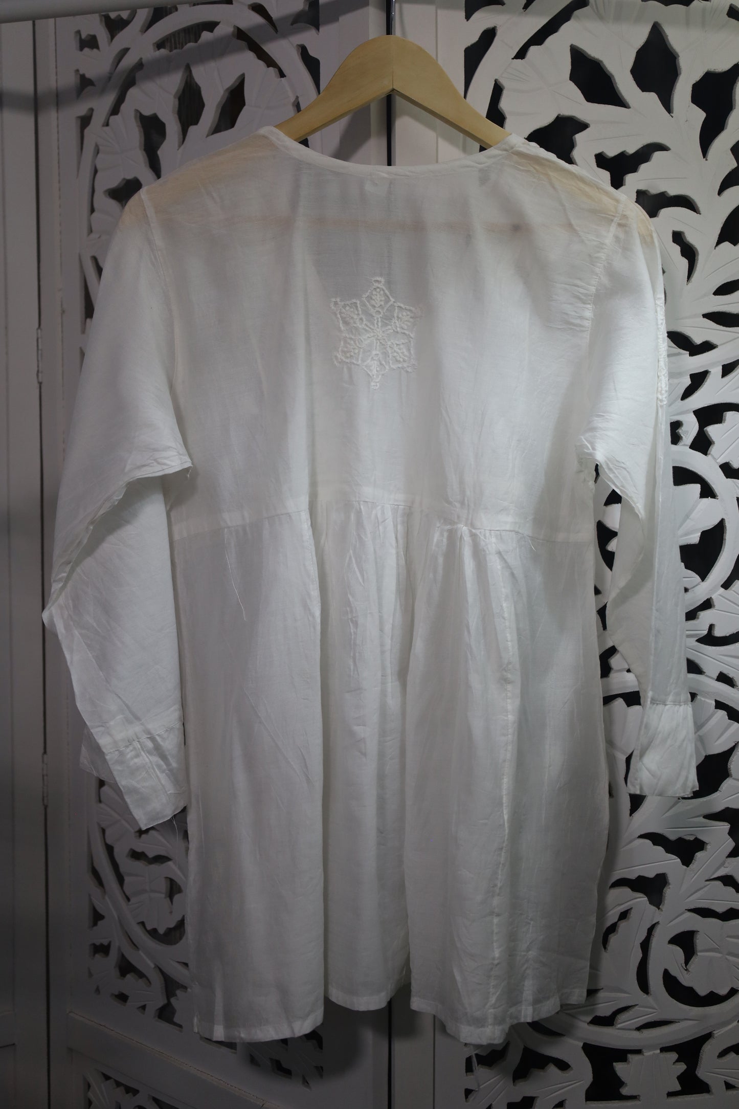 CHANDERI CHIKANKARI PEPLUM TOP- WHITE